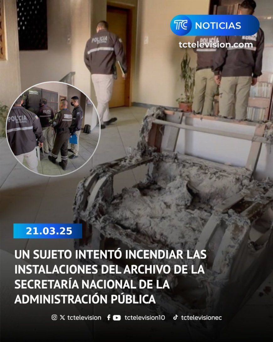 Un sujeto fue detenido en flagrancia esta mañana cuando intentó incendiar las instalaciones del Archivo de la Secretaría Nacional de la Administración Pública, ubicadas en Quito. Marissa Péndola, secretaria general administrativa de la Presidencia de la República, informó que la…